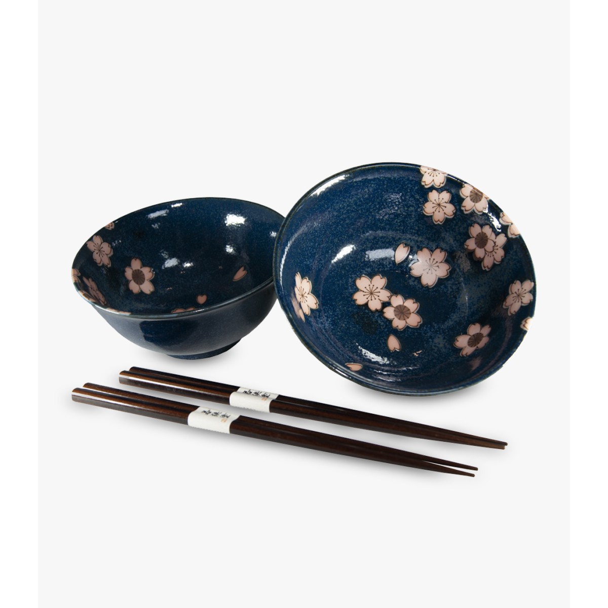 Set 2 cuencos c/palillos NAVY SAKURA